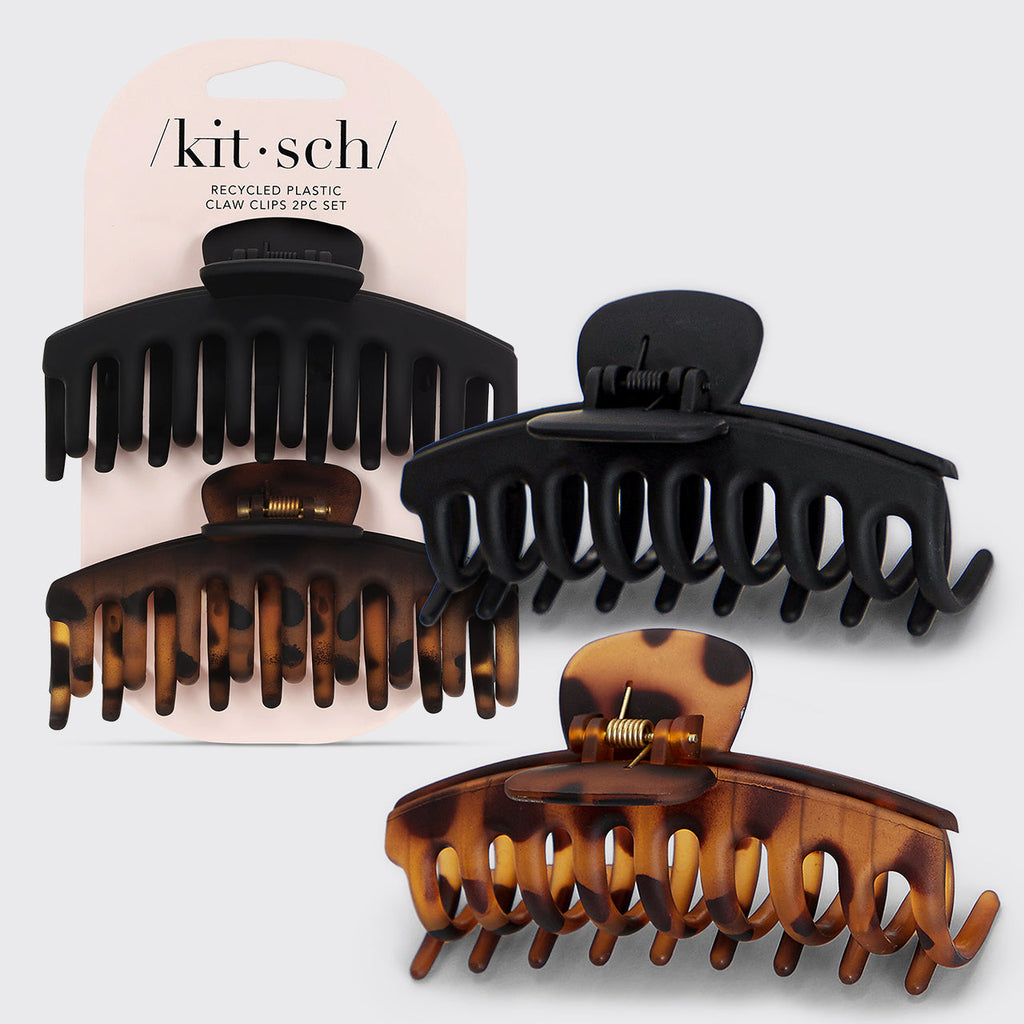 Black & Tort Matte Claw Clips 2pc Set - Oversized