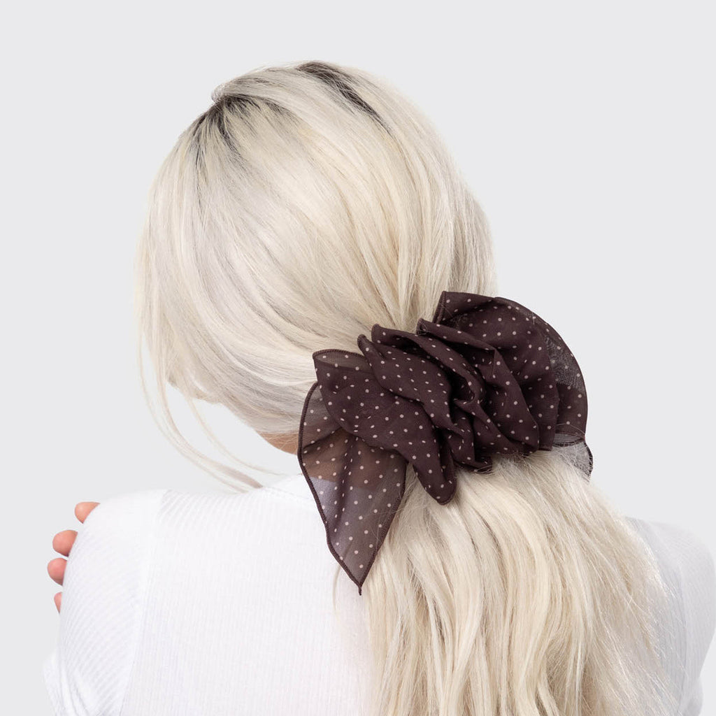 Recycled Chiffon Polka Dot Bow Barrette