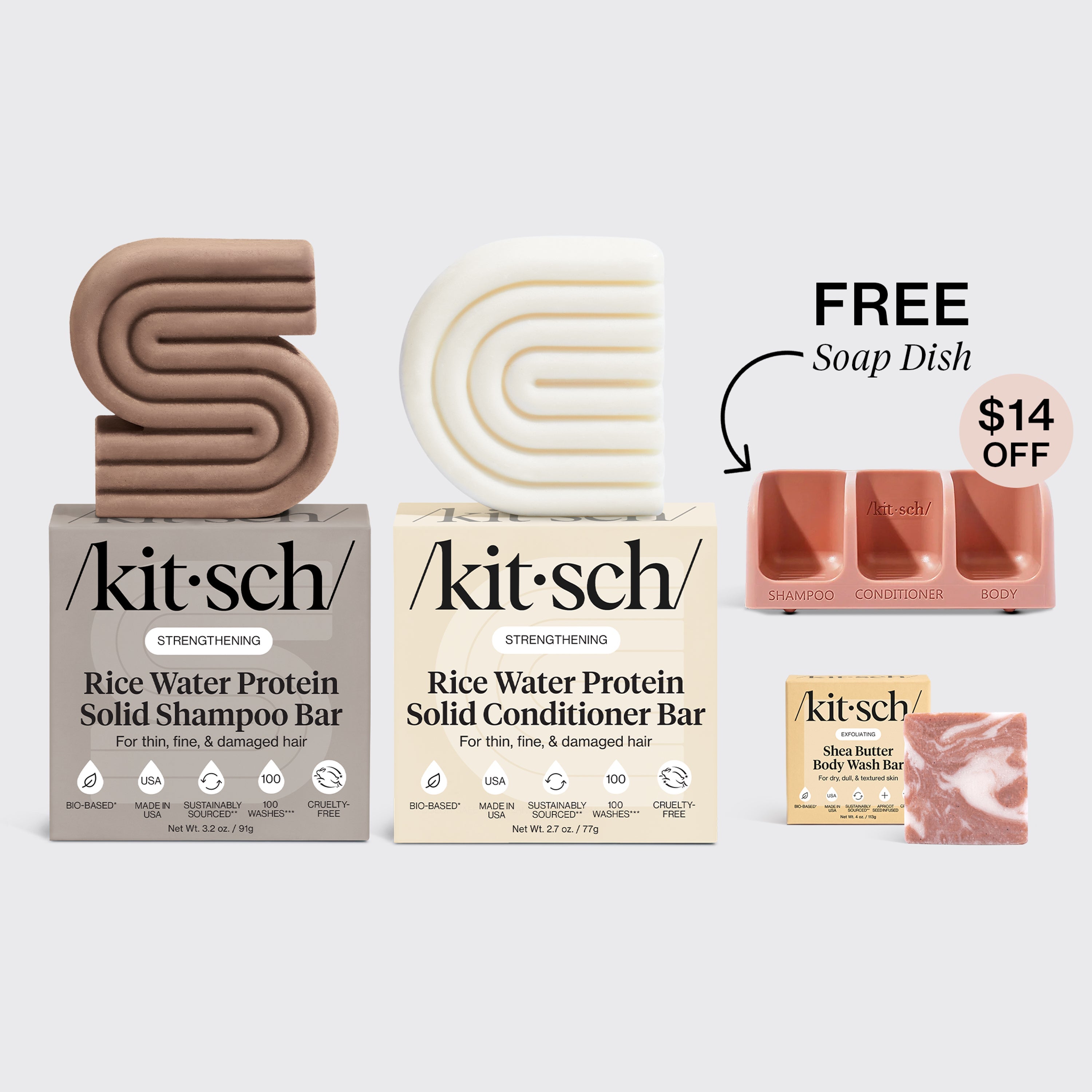 Strengthening Rice Water Terracotta Self Draining Soap Dish Bundle